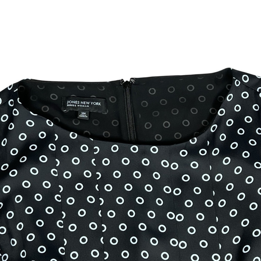 JONES NEW YORK Black White Polka Dot Short Sleeve Dress Women's Size 14W - Picture 7 of 16